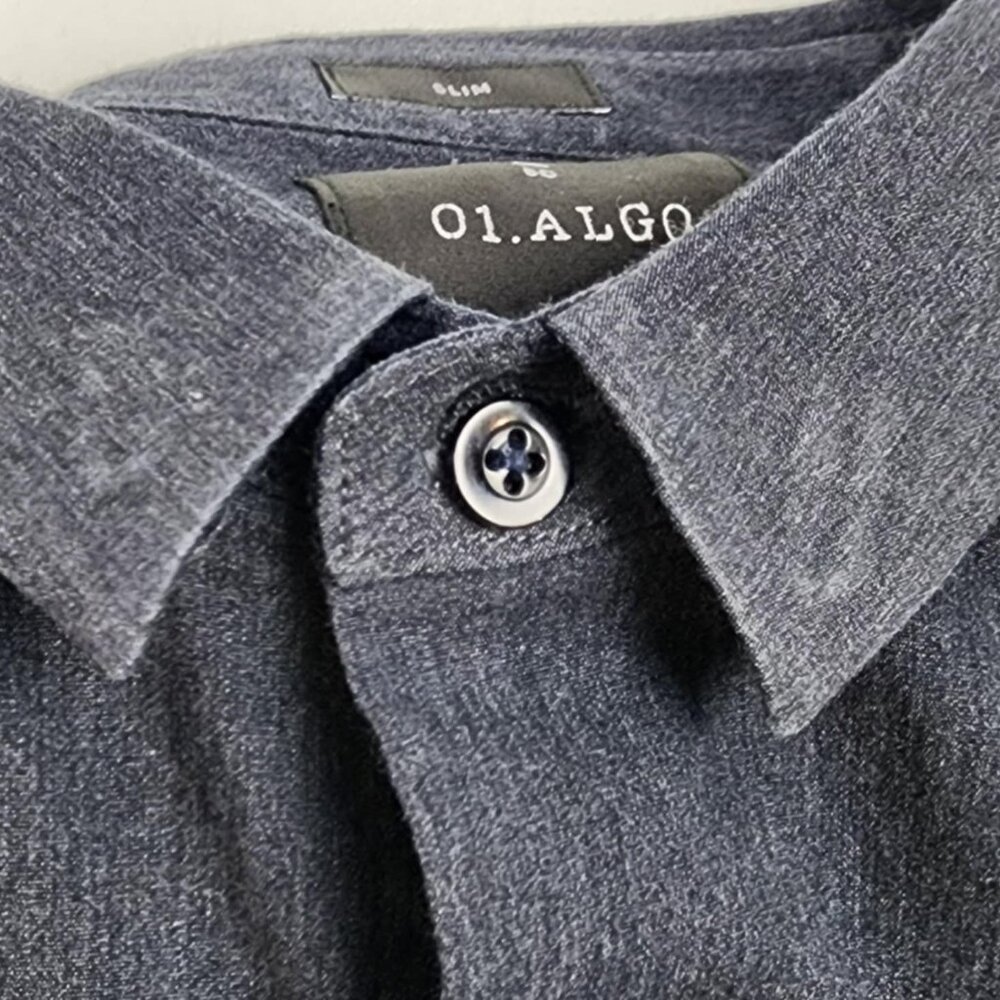 01.Algo Shirt Mens Xl Charcoal Navy/Gray Casual D… - image 5